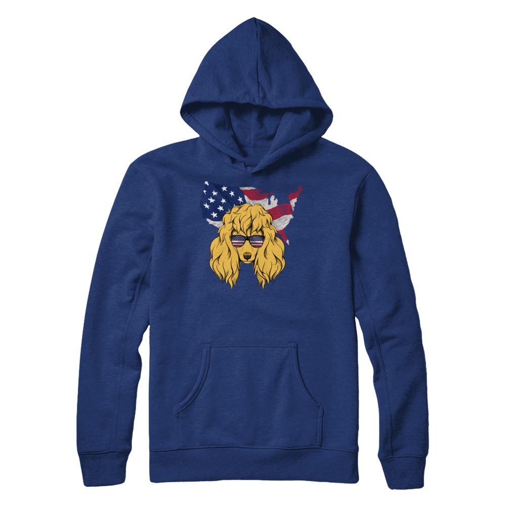Funny Patriot Poodle Dog 4Th Of July American Flag-T-Shirt & Hoodie-Pullover Hoodie-Deep Royal
