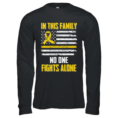 In This Family No One Fights Alone Childhood Cancer-T-Shirt & Hoodie-Long Sleeve T-Shirt-Black