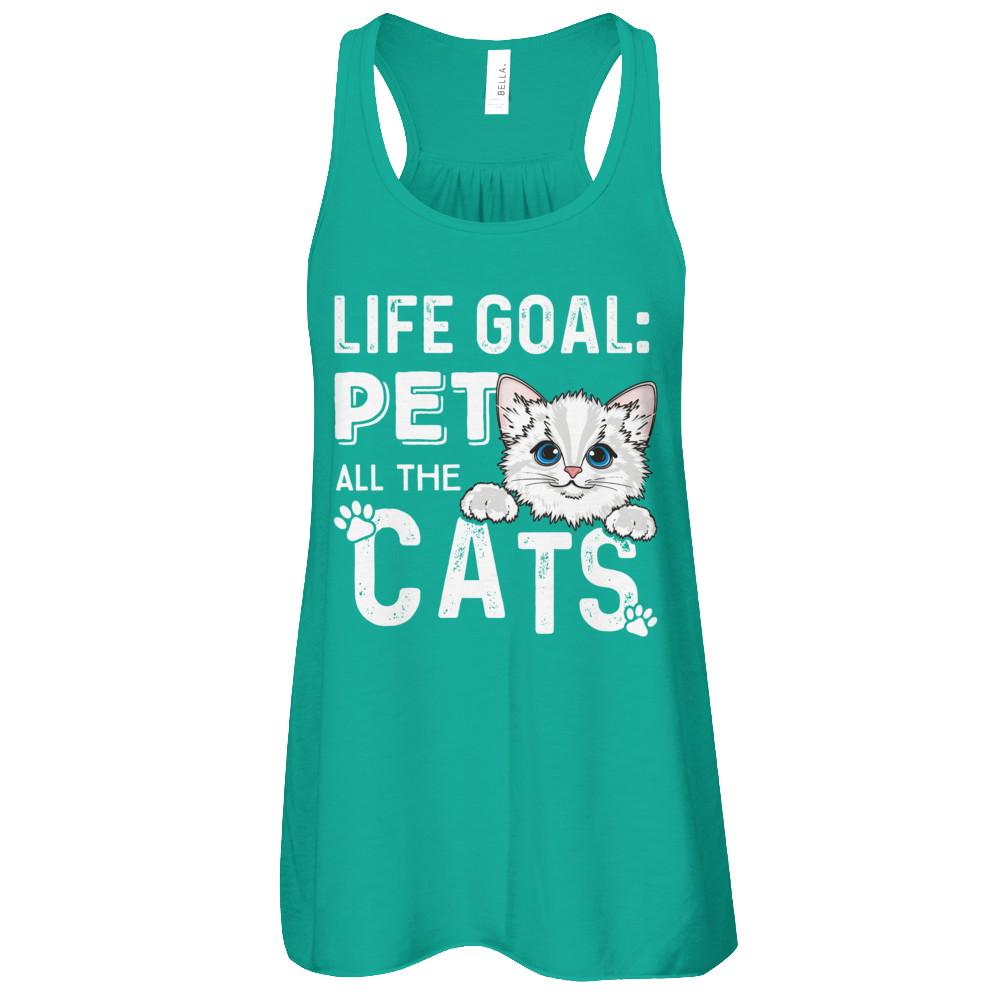 Life Goal Pet All The Cats-T-Shirt & Tank Top-Women's Flowy Racerback Tank-Kelly