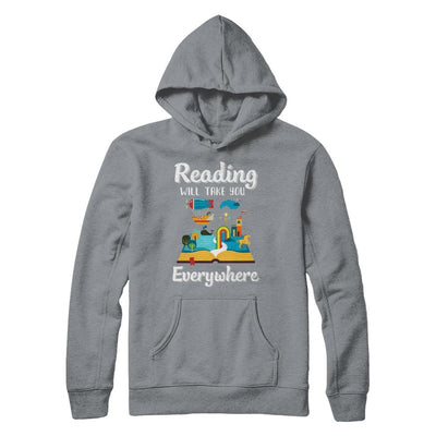 Reading Will Take You Everywhere Funny Read Book-T-Shirt & Hoodie-Pullover Hoodie-Light Steel