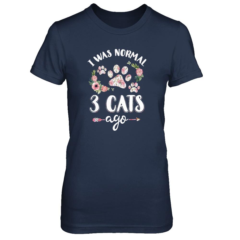 I Was Normal Three Cats Ago-T-Shirt & Tank Top-Women's T-Shirt-Navy
