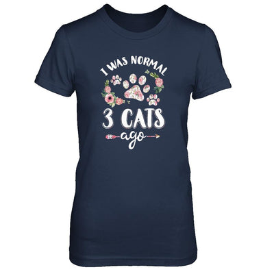 I Was Normal Three Cats Ago-T-Shirt & Tank Top-Women's T-Shirt-Navy