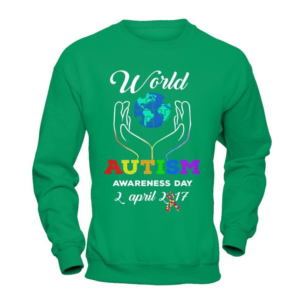 World Autism Awareness 2 April 2018-T-Shirt & Hoodie-Crewneck Sweatshirt-Irish Green