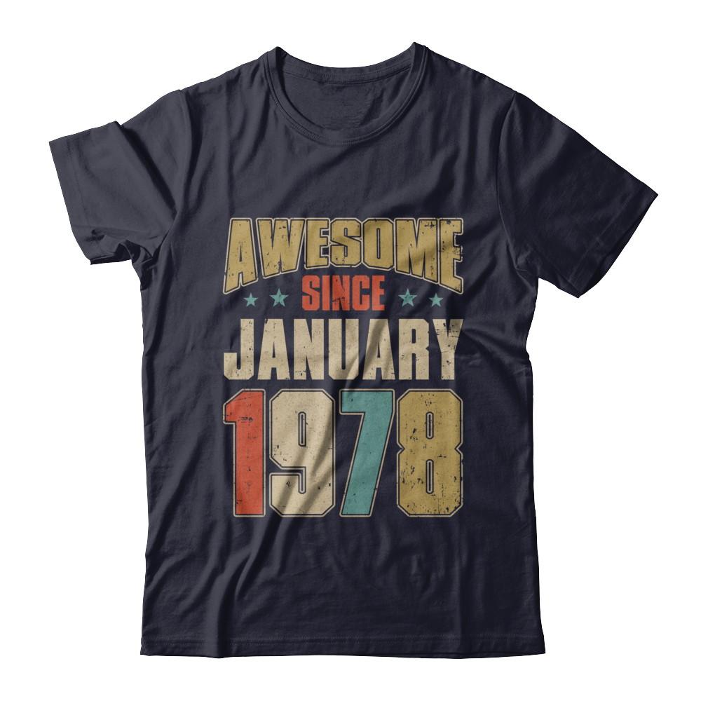 Vintage Retro Awesome Since January 1978 43th Birthday-T-Shirt & Hoodie-Premium T-Shirt-Midnight Navy