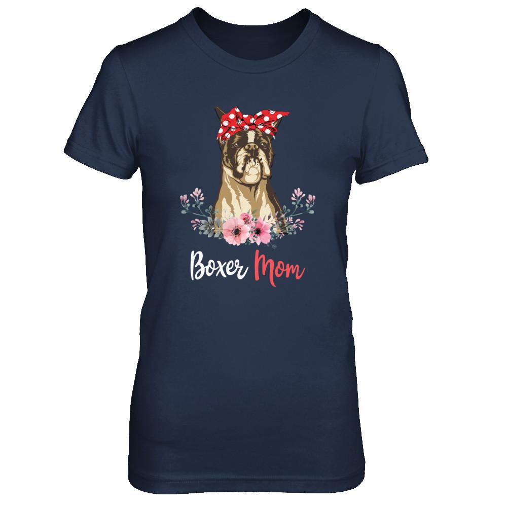 Boxer Mom Gift For Women Dog Lover-T-Shirt & Hoodie-Women's T-Shirt-Navy