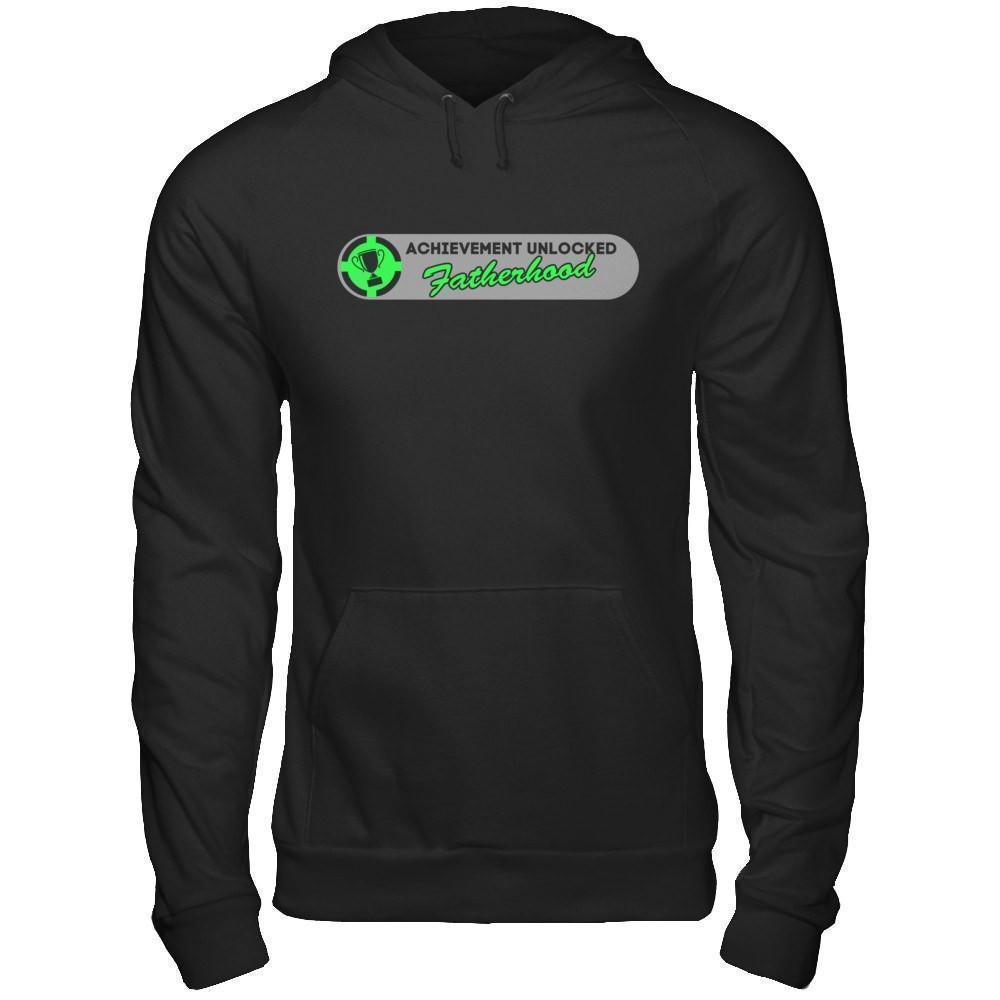 Achievement Unlocked Fatherhood First Time Dad-T-Shirt & Hoodie-Pullover Hoodie-Black