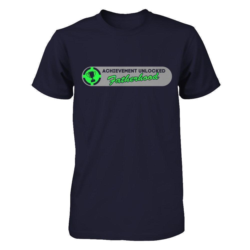 Achievement Unlocked Fatherhood First Time Dad-T-Shirt & Hoodie-Premium T-Shirt-Midnight Navy