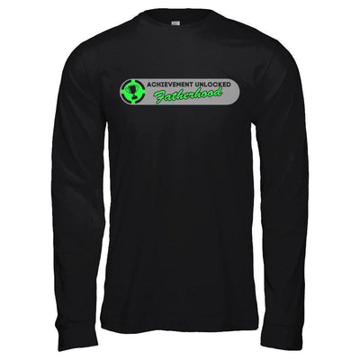 Achievement Unlocked Fatherhood First Time Dad-T-Shirt & Hoodie-Long Sleeve T-Shirt-Black