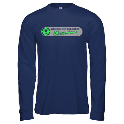 Achievement Unlocked Motherhood First Time Mom-T-Shirt & Hoodie-Long Sleeve T-Shirt-Navy
