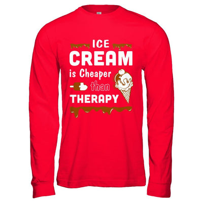 Ice Cream Is Cheaper Than Therapy-T-Shirt & Hoodie-Long Sleeve T-Shirt-Red