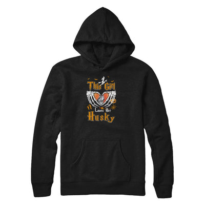 This Girl Love Her Dog Husky Halloween-T-Shirt & Tank Top-Pullover Hoodie-Black