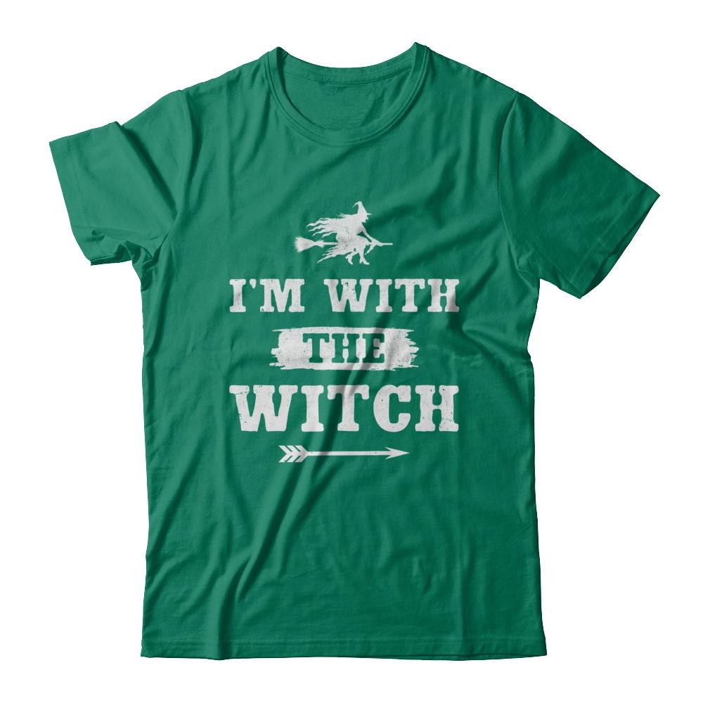 Halloween Couples Costume I'm With The Witch-T-Shirt & Hoodie-Classic T-Shirt-Kelly Green
