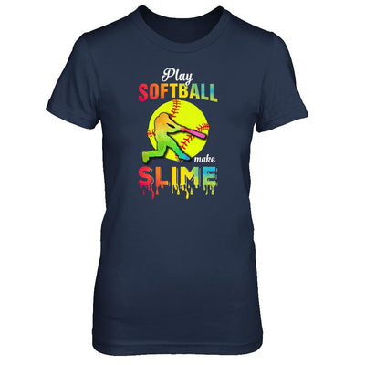 Play Softball Make Slime Watercolor For Girl Women-T-Shirt & Tank Top-Women's T-Shirt-Navy