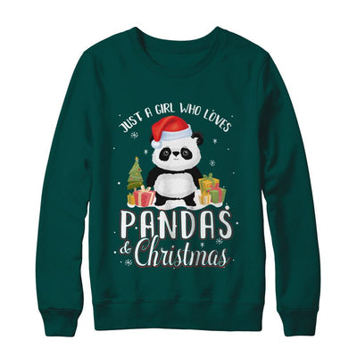 Just A Girl Who Loves Pandas And Christmas-T-Shirt & Sweatshirt-Crewneck Sweatshirt-Deep Forest