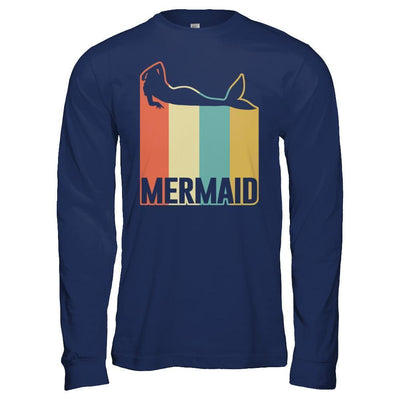 Classic Vintage Retro Style Mermaid-T-Shirt & Hoodie-Long Sleeve T-Shirt-Navy