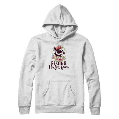Funny Farmer Women Girl Cow Resting Heifer Face-T-Shirt & Tank Top-Pullover Hoodie-Heather Grey