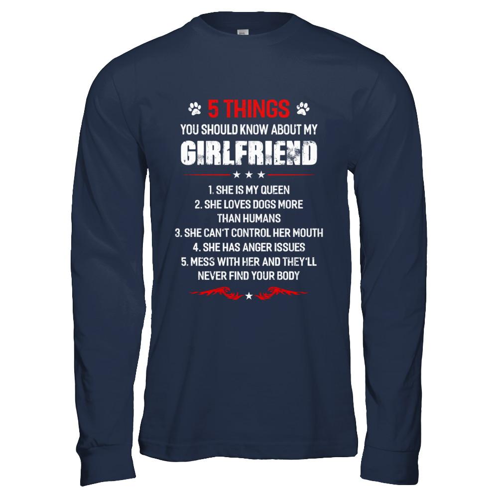 5 Things You Should Know About My Girlfriend Dogs Boyfriend-T-Shirt & Hoodie-Long Sleeve T-Shirt-Navy