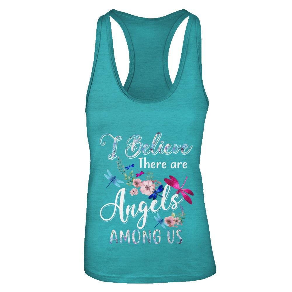 I Believe There Are Angels Among Us Dragonfly-T-Shirt & Tank Top-Women's Ideal Racerback Tank-Tahiti Blue
