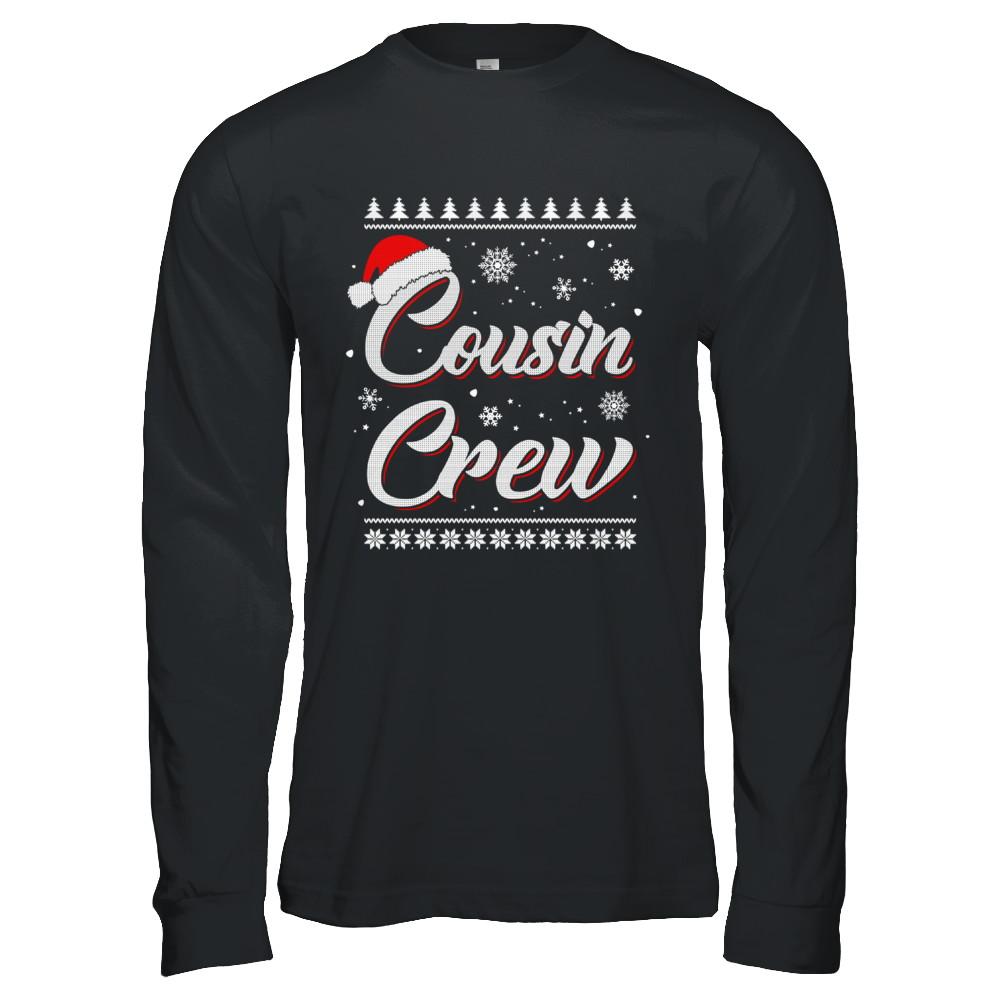 Matching Family Christmas Cousin Crew Ugly Sweater-T-Shirt & Hoodie-Long Sleeve T-Shirt-Black