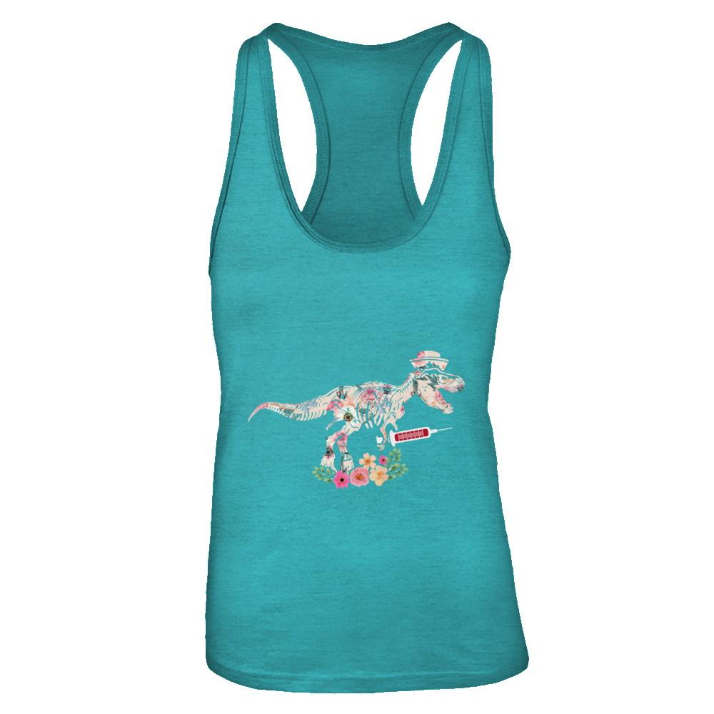 Nursing Nurse Saurus Dinosaur T-Rex-T-Shirt & Tank Top-Women's Ideal Racerback Tank-Tahiti Blue