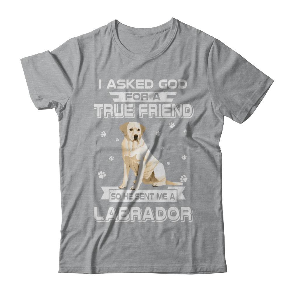 I Asked God For A True Friend So Sent Me Labrador Dog-T-Shirt & Hoodie-Classic T-Shirt-Sport Grey
