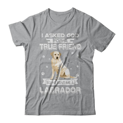 I Asked God For A True Friend So Sent Me Labrador Dog-T-Shirt & Hoodie-Classic T-Shirt-Sport Grey