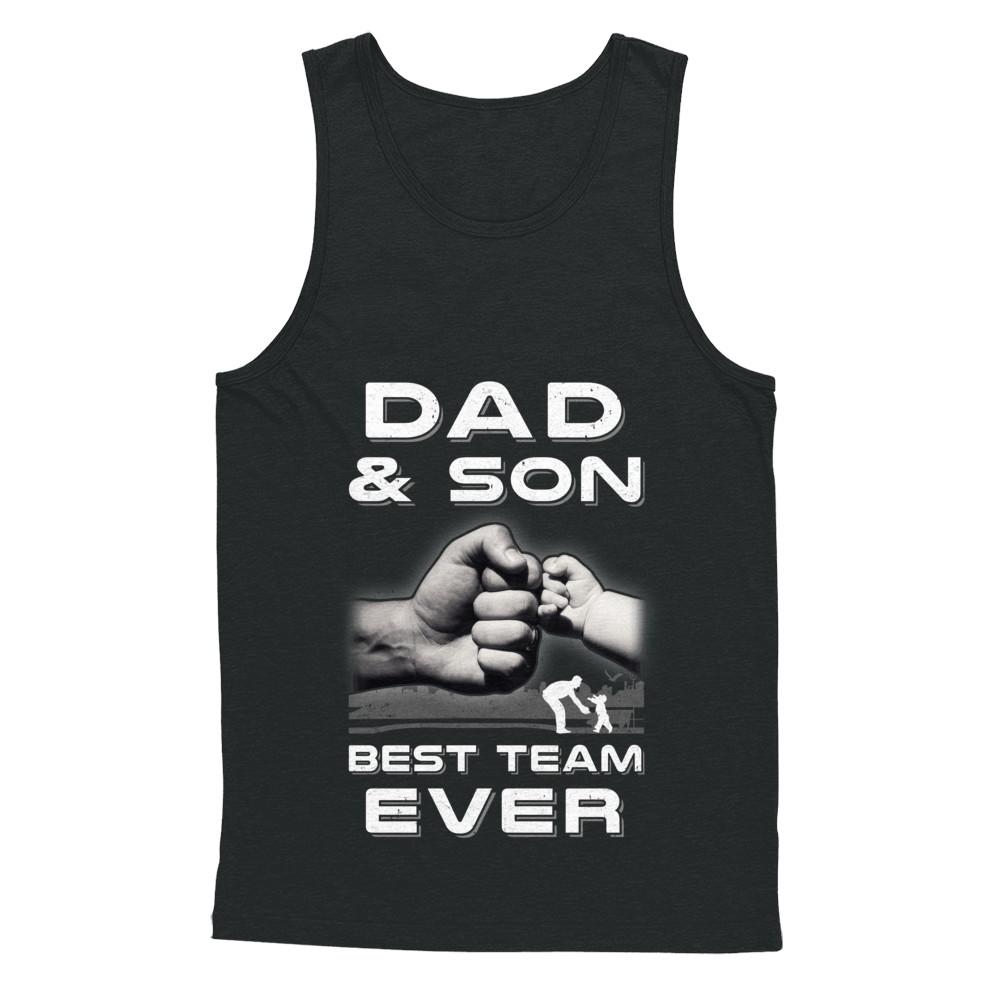 Dad And Son Best Team Ever Fathers Day-T-Shirt & Hoodie-Unisex Tank-Black