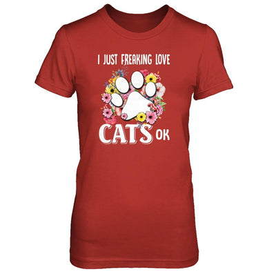 I Just Freaking Love Cats-T-Shirt & Tank Top-Women's T-Shirt-Red