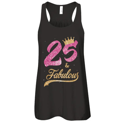 25 And Fabulous 1996 25th Birthday Gift-T-Shirt & Tank Top-Women's Flowy Racerback Tank-Black