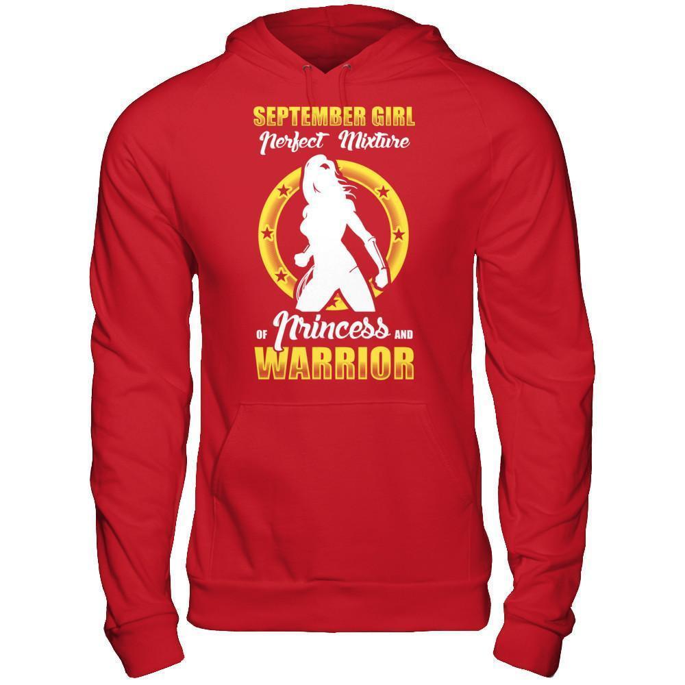 September Girl Perfect Mixture Of Princess And Warrior-T-Shirt & Hoodie-Pullover Hoodie-Red
