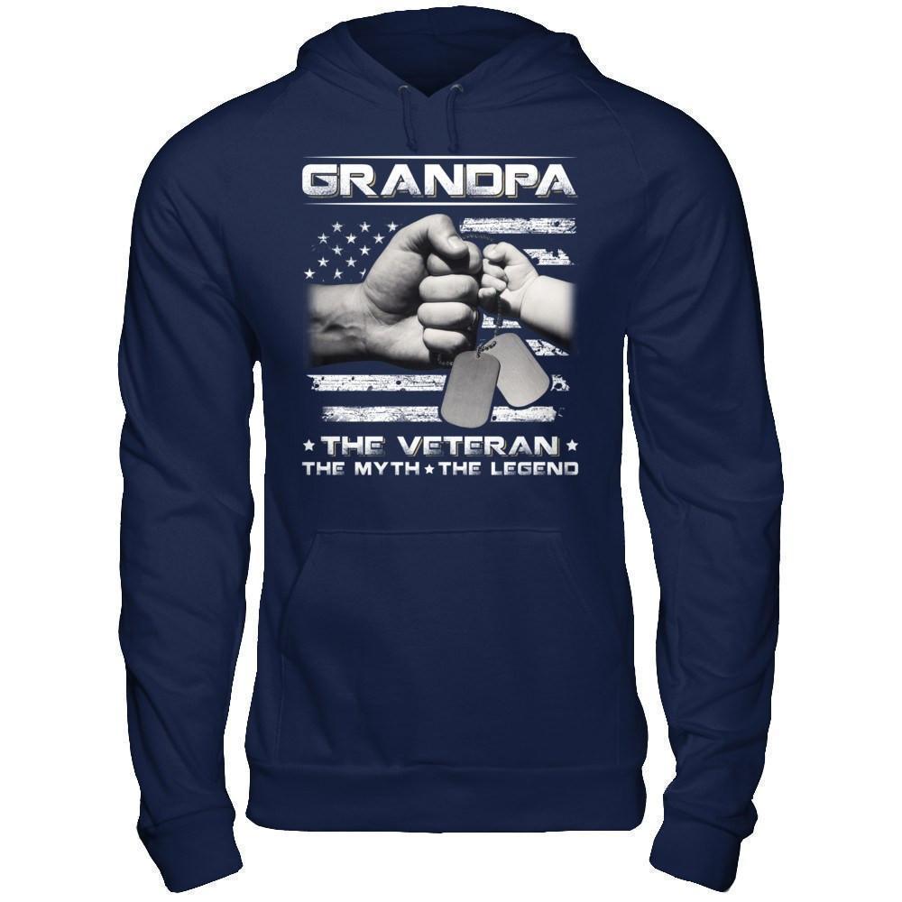 Grandpa The Veteran The Myth The Legend-T-Shirt & Hoodie-Pullover Hoodie-Navy