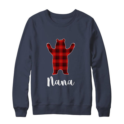 Red Nana Bear Buffalo Plaid Family Christmas Pajamas-T-Shirt & Sweatshirt-Crewneck Sweatshirt-Navy