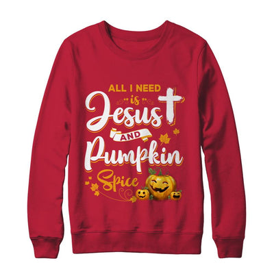 All I Need Is Jesus And Pumpkin Spice Halloween-T-Shirt & Sweatshirt-Crewneck Sweatshirt-Red