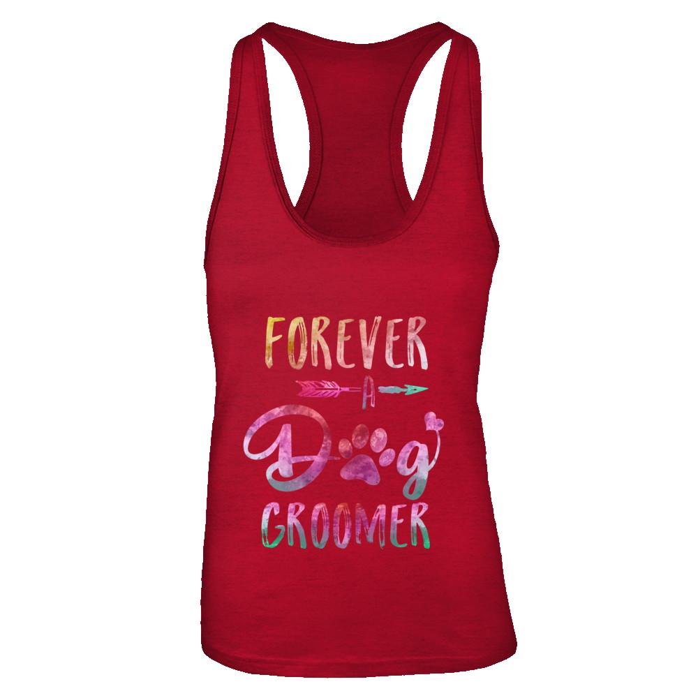 Dog Paw Hairstylist Forever A Dog Groomer For Women-T-Shirt & Tank Top-Women's Ideal Racerback Tank-Red