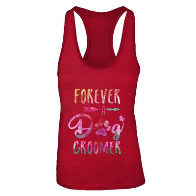 Dog Paw Hairstylist Forever A Dog Groomer For Women-T-Shirt & Tank Top-Women's Ideal Racerback Tank-Red