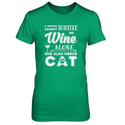 A Woman Cannot Survive On Wine Alone Need Dog-T-Shirt & Tank Top-Women's T-Shirt-Irish Green