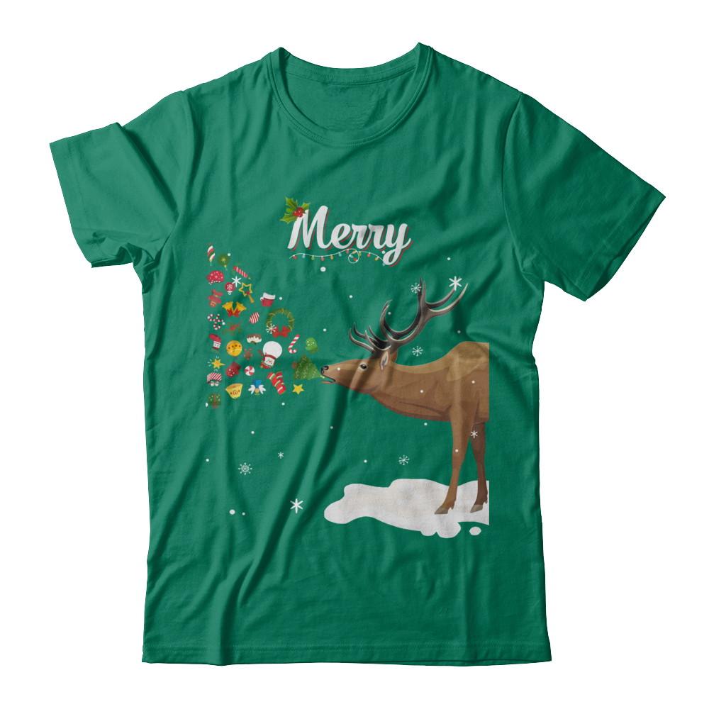 Couples Sick Reindeer Funny Ugly Merry Christmas Sweater-T-Shirt & Sweatshirt-Classic T-Shirt-Kelly Green