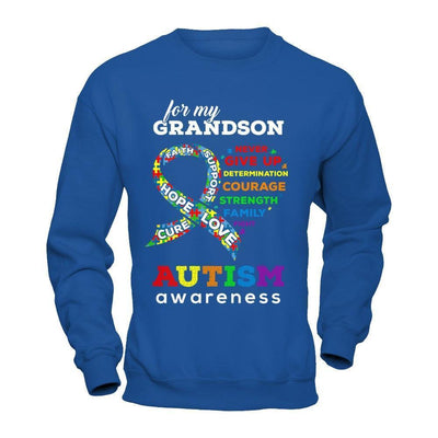 Autism Awareness For My Grandson Love Hope Faith Cure Support-T-Shirt & Hoodie-Crewneck Sweatshirt-Royal
