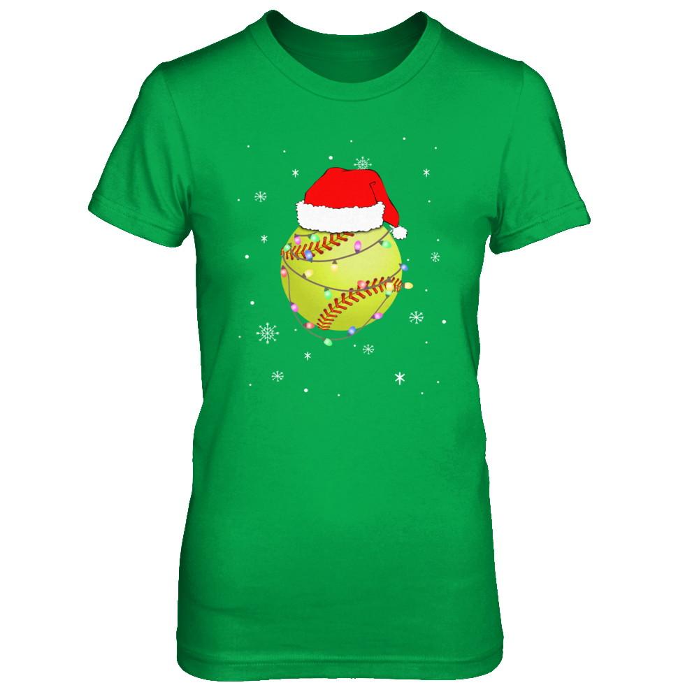 Santa Hat Softball Christmas Gifts-T-Shirt & Sweatshirt-Women's T-Shirt-Irish Green