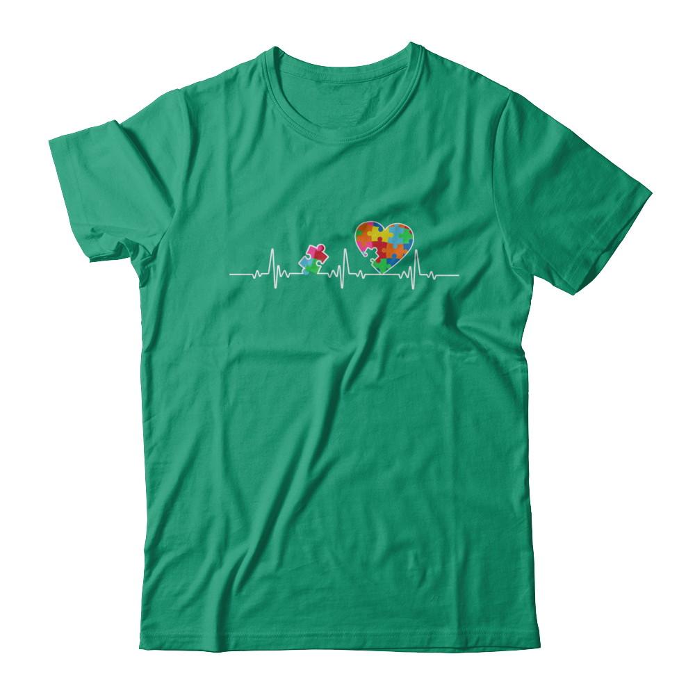 Autism Puzzle Heartbeat Autism Awareness-T-Shirt & Hoodie-Classic T-Shirt-Kelly Green