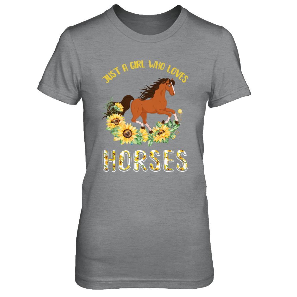 Just A Girl Who Loves Horses And Sunflowers-T-Shirt & Hoodie-Women's T-Shirt-Sport Grey