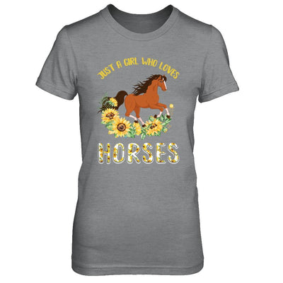 Just A Girl Who Loves Horses And Sunflowers-T-Shirt & Hoodie-Women's T-Shirt-Sport Grey