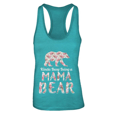 Mama Bear Dinosaur Kinda Busy Being A Mamabear-T-Shirt & Tank Top-Women's Ideal Racerback Tank-Tahiti Blue
