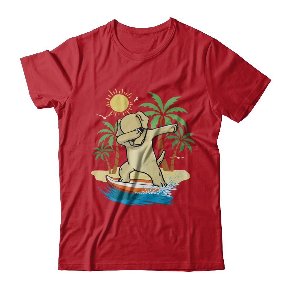 Summer Vacation Dabbing Labrador Surfing Surfboard Gift-T-Shirt & Hoodie-Classic T-Shirt-Red