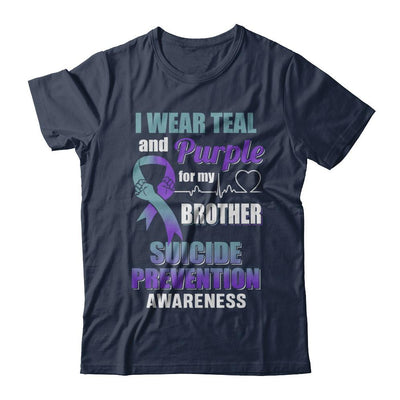 I Wear Teal Purple For My Brother Suicide Prevention-T-Shirt & Hoodie-Classic T-Shirt-Navy
