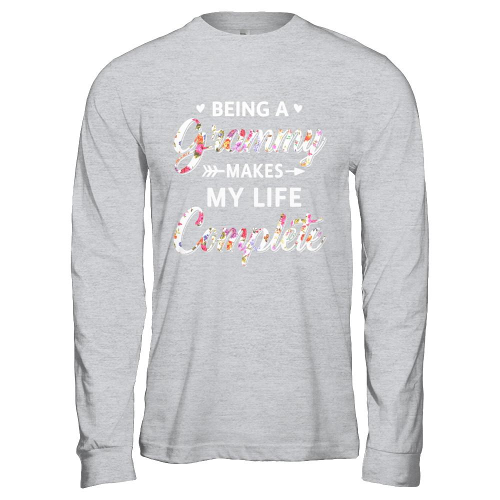 Being A Grammy Makes My Life Complete Mothers Day-T-Shirt & Hoodie-Long Sleeve T-Shirt-Sport Grey