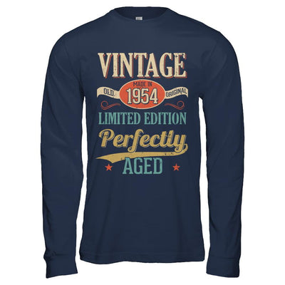 Vintage Premium Made In 1954 65Th Birthday Gift-T-Shirt & Hoodie-Long Sleeve T-Shirt-Navy