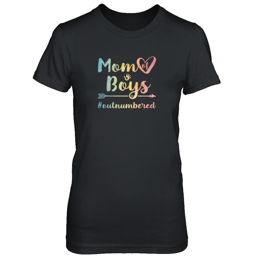 Mom Of Boys Outnumbered-T-Shirt & Tank Top-Women's T-Shirt-Black