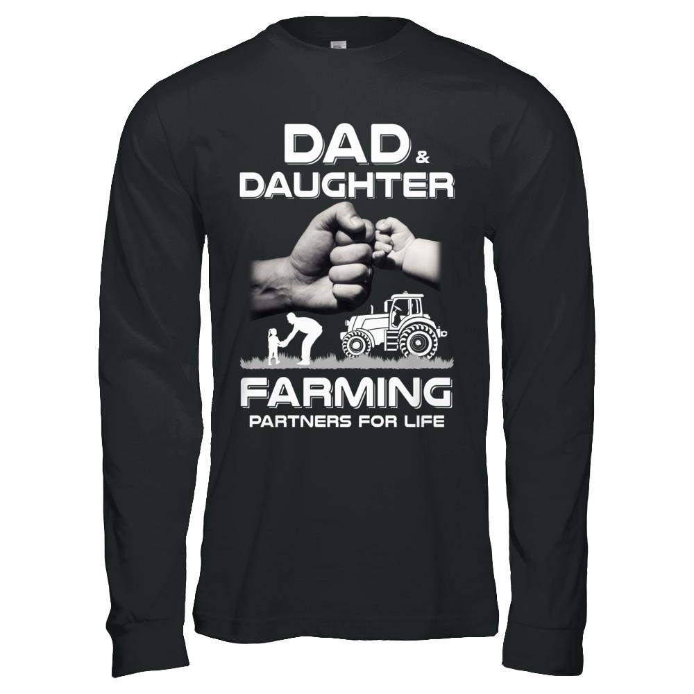Farmer Dad And Daughter Farming Partners For Life Fathers Day-T-Shirt & Hoodie-Long Sleeve T-Shirt-Black
