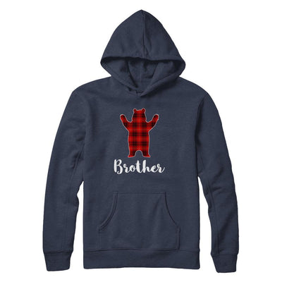 Red Brother Bear Buffalo Plaid Family Christmas Pajamas-T-Shirt & Sweatshirt-Pullover Hoodie-Navy